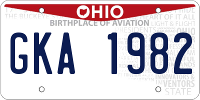 OH license plate GKA1982