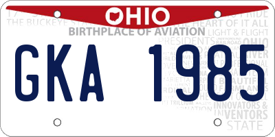 OH license plate GKA1985