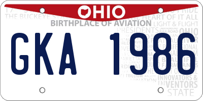 OH license plate GKA1986