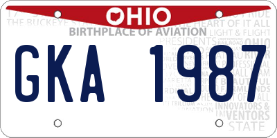 OH license plate GKA1987