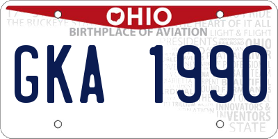 OH license plate GKA1990