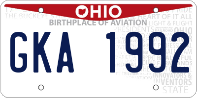 OH license plate GKA1992