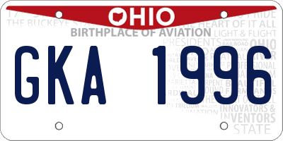 OH license plate GKA1996