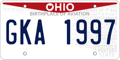 OH license plate GKA1997