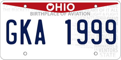 OH license plate GKA1999