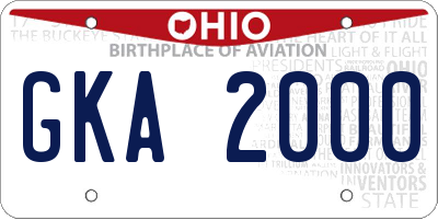 OH license plate GKA2000