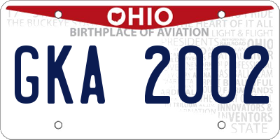 OH license plate GKA2002