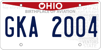 OH license plate GKA2004