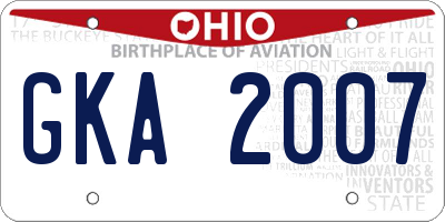 OH license plate GKA2007