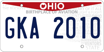 OH license plate GKA2010