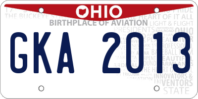 OH license plate GKA2013