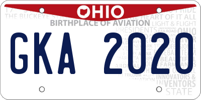 OH license plate GKA2020