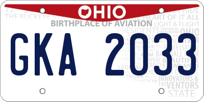 OH license plate GKA2033