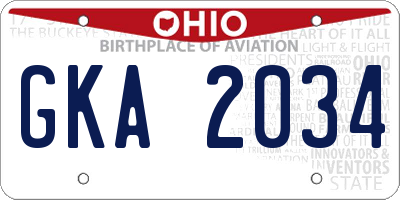 OH license plate GKA2034