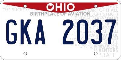 OH license plate GKA2037