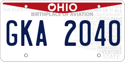 OH license plate GKA2040
