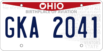 OH license plate GKA2041