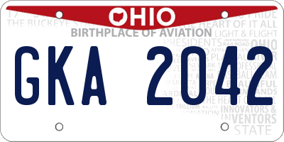 OH license plate GKA2042