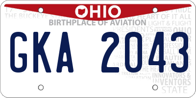 OH license plate GKA2043