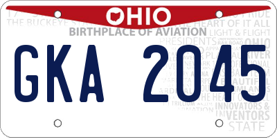 OH license plate GKA2045