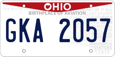 OH license plate GKA2057