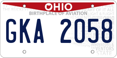 OH license plate GKA2058