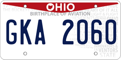 OH license plate GKA2060