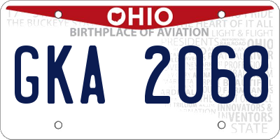 OH license plate GKA2068