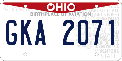 OH license plate GKA2071