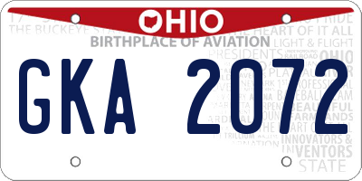 OH license plate GKA2072