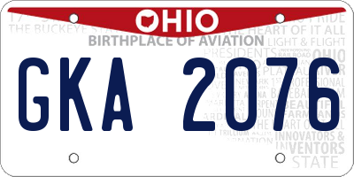 OH license plate GKA2076