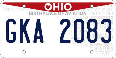 OH license plate GKA2083