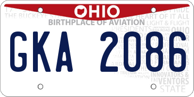 OH license plate GKA2086