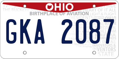 OH license plate GKA2087