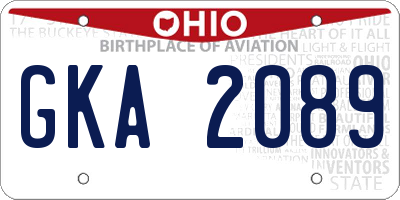OH license plate GKA2089