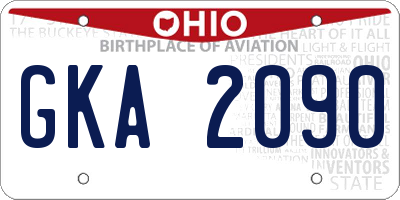 OH license plate GKA2090