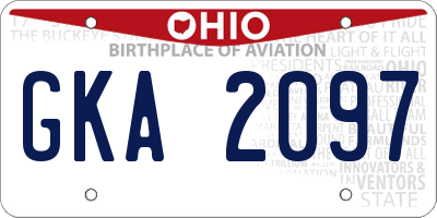 OH license plate GKA2097