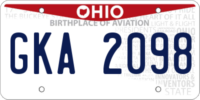 OH license plate GKA2098