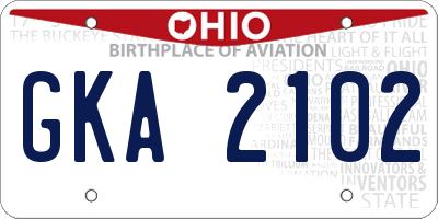 OH license plate GKA2102