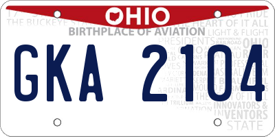 OH license plate GKA2104