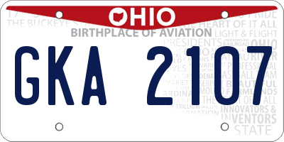 OH license plate GKA2107
