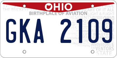 OH license plate GKA2109