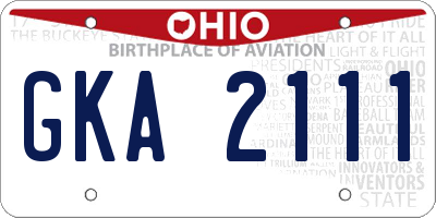 OH license plate GKA2111