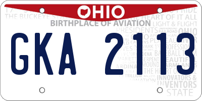 OH license plate GKA2113