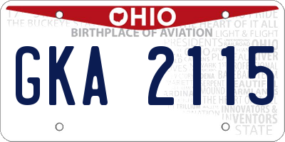 OH license plate GKA2115