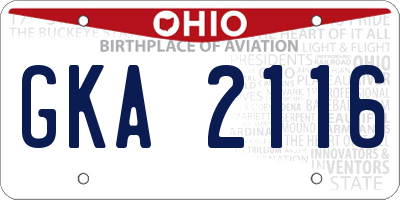OH license plate GKA2116