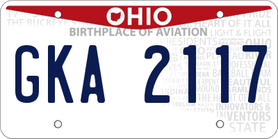 OH license plate GKA2117