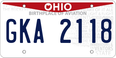 OH license plate GKA2118