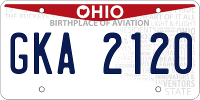 OH license plate GKA2120