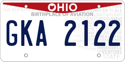 OH license plate GKA2122